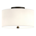 Hudson&Canal - Plafonnier encastré Ellis 12 po avec abat-jour en tissu - Noir mat/blanc-Associé à un abat-jour en tissu tambour blanc