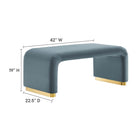 Modway - Koda Performance Velvet Ottoman de la cascade - Bleu Cadet en Laiton-Conception des cascades