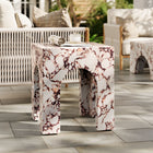Modway Valen Square Indoor/Outdoor Patio Arched Concrete Side Table - Red Marble-Faux Stone Finish