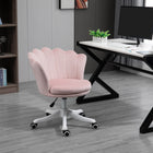 HOMCOM Mid Back Velvet Office Chair with Swivel Wheels - Pink-The swivel accent chair with berber fleece fabric is soft and chic