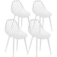 HOMCOM - Chaises de salle à manger en plastique avec dossier ajouré pour cuisine - blanc - ensemble de 4-Le dossier creux vous garde au frais et confortable 