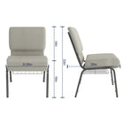 Flash Furniture HERCULES Series 21"W Church Chair in Grey Dot Fabric with Book Rack - Silver Vein Frame-Book Pouch on Back