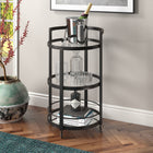 Hudson&Canal Hause 21"W Round Bar Cart - Blackened Bronze-Hand crafted blackened bronze finish is applied to the steel frame