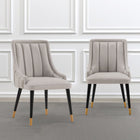 Manhattan Comfort Eda 22.83" Modern Leatherette and Velvet Upholstered Dining Chair - Grey - Set of 2-Frame Made of High Quality Elm Wood with Metal Brushed Gold Tips for Fashion and Durability