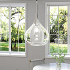 Hudson&Canal - Suspension Ida de 9,5 po de large avec abat-jour en verre, - Nickel poli/transparent-Nettoyer avec un chiffon doux et sec, sans produits chimiques agressifs ni produits de nettoyage abrasifs