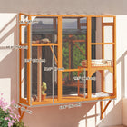 PawHut 61" H Outdoor Catio Window Box - Orange-Features three levels with two platforms and a scratching post 