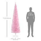 HOMCOM 7' Pencil Artificial Christmas Tree - Pink-Safe and stable with a solid and reliable plastic base for support