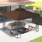 Outsunny 10' L x 10' W Gazebo Replacement Canopy Cover with Drain HolesTop Cover - Coffee-Water drainage holes for rain