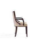 Manhattan Comfort - Fauteuil de salle à manger traditionnel Fifth Avenue 22,5 po en similicuir et velours, coloris beige-Base standard à 4 pieds