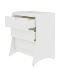 Manhattan Comfort Coney Mid-Century Modern Dresser and 2 Nightstands Set - White-Unique Continuous Side Panels to Create Curved Legs.