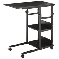 HOMCOM 31" Mobile Standing Desk - Black-3-tier design, offer large capacity 