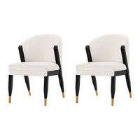 Manhattan Comfort - Lot de 2 chaises de salle à manger modernes Ola 54,5 cm en tissu chenille crème-Chaise de salle à manger moderne pour salle à manger et usage de chaise de travail