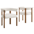 Modway Imogen Performance Velvet Barrel Dining Chairs - Alabaster/Deep Brown - 2 Pack-Dining Chair Set