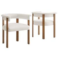 Modway - Imogen Performance Velvet Chaises de salle à manger en tonneau Ensemble de 2 - Albâtre brun foncé-Ensemble de chaise de salle à manger
