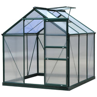 Outsunny serre en polycarbonate - 6 pi x 6 pi x 6,6 pi - vert- Une serre en polycarbonate pour la protection des plantes à l'extérieur  
