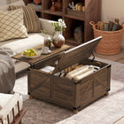 HOMCOM Lift Top Coffee Table with Hidden Compartment - Brown-Lift top provides an extra workspace or dining area