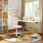 Homy Casa - Chaise de bureau pour adolescent en tissu - Rose-Rotation à 360 Degrés : Profitez d'une mobilité totale avec la fonction de rotation fluide à 360 degrés de la chaise, parfaite pour le multitâche