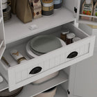 HOMCOM 71" H Kitchen Pantry Cabinet with Spice Racks and LED Lights - White-Anti-tipping design enhances safety 