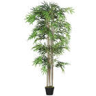 Outsunny 6' Artificial Bamboo Tree in Pot with 1530 Leaves - Green-Beautiful artificial bamboo with eight trunks design plant 