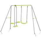 Outsunny Swing Set for Kids - Heavy Duty A-Frame Metal Swing Frame - Green-Including multiple play options . 