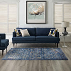 Modway Minu Distressed Floral Lattice Area Rug - 4 ft W x 6 ft L - Dark Blue Yellow/Orange-Protect Floors From Traffic/Furniture