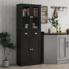 HOMCOM - Armoire de cuisine 61 po avec étagères et portes à fermeture en douceur - noir-Doté de charnières à fermeture douce, permettant à la porte de l’armoire de se fermer en douceur avant d’être complètement fermée 