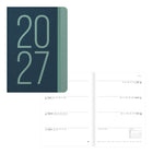 Letts of London - 2027 agenda hebdomadaire/mensuel Essence avec reliure cousue et couverture en lin recyclé – 8 1/4 po x 5 7/8 po – turquoise – multilingue-12 mois: janvier 2027 à décembre 2027