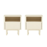 Manhattan Comfort Ella 39.4" Modern Nightstand 2-Piece Set - Cream-Modern Nightstand for Bedroom and Living Room Use. Set of 2