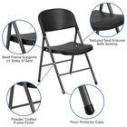 Flash Furniture HERCULES Black Plastic Folding Chair with Charcoal Frame-Charcoal Powder Coated Frame Finish