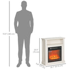 HOMCOM 27" Electric Fireplace Heater with Mantel and Remote Control - White-Timer allows 0.5-6 hours off 