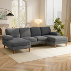 HOMCOM - Canapé en U avec double méridienne pour salon - gris foncé-Le tissu en velours côtelé offre une sensation douce et un aspect luxueux 