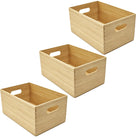 My Home My Living 3-Piece Bamboo Rectangle Storage Baskets Set - 14.5"W x 10" D x 8"H-Carbonized bamboo, smooth finish