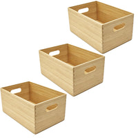 My Home My Living - Paniers De Rangement Rectangle En Bambou Ensemble De 3 - 14,5 L x 10 P x 8 H po-Bambou carbonisé, finition lisse