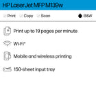 HP LaserJet MFP M139w Wireless Multifunction All-in-One Printer-WORLD'S SMALLEST LASER IN ITS CLASS – Precision laser printing, scanning, and copying that fits anywhere