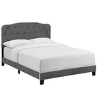 Modway Amelia Performance Velvet Full Bed - Grey-Padded Button-Tufted Headboard