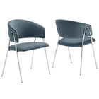 Modway Nella Upholstered Performance Velvet Dining Chair - Cadet Blue - 2 Pack-Set of 2 Accent Dining Chairs