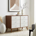 Modway Transmit 47" Dresser - Walnut White-Full-Extension Glide Drawers