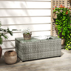 Outsunny Outdoor Coffee Table with Steel Frame for Garden, Balcony, Porch - Light Grey-Adjustable feet for a stable stand