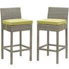 Modway - Conduit Terrasse extérieure Rotin en osier Tabouret de bar - Péridot gris clair - Ensemble de 2-Tabouret de bar extérieur moderne