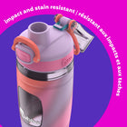 Bubba - Bouteille d’eau pour enfants Flo bubba, 473 ml, large ouverture, manchon en silicone, couvercle à bouton-poussoir, lavande/givrée/teinture sur nœud-Le manchon en silicone facile à saisir garde les boissons froides plus longtemps, réduit la condensation et se retire pour un nettoyage complet