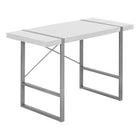 Monarch Specialties 7663 48" Computer Desk - White/Silver Metal-Industrial-inspired computer desk with a thick-panel desktop in a white finish