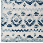 Modway - Reflect Treillis marocain en diamant abstrait Takara Tapis intérieur et extérieur de 8 pi l x 10 pi L - Ivoire et bleu-Étanchéité, taches et résistants à l’eau / Faciles à nettoyer
