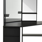HOMCOM Corner Vanity Desk with Mirror - 43.7" L x 22.1" W x 55.6" H - Black-Material: Particle Board 
