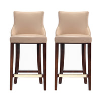 Manhattan Comfort - Shubert tabouret de bar moderne en similicuir 22,64" - lot de 2 - beige-Tabouret de bar moderne avec dossier parfait pour une utilisation au bar et dans la cuisine. Ensemble de 2