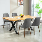 HOMCOM - Chaises de salle à manger en velours - gris foncé - ensemble de 4-Les pieds en acier à grain de bois massif avec traitement d'impression par transfert thermique vous offrent un soutien pour maintenir une position stable