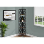 Monarch Specialties - 3611 62 po H Etagere - Taupe Fonce/Metal Noir En Coin-Bibliothèque étagère en métal à 4 niveaux avec tablettes uniformément espacées finies taupe foncé