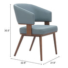 Zuo Poise Dining Chair - Azure Grey/Walnut-6
