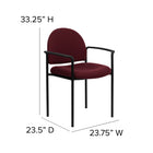 Flash Furniture – Chaise empilable en tissu avec structure en acier et accoudoirs, bourgogne-Deux renforts en croix soutien le siège