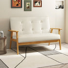 HOMCOM - Canapé d’amour 45 po avec pieds en bois de caoutchouc - beige-Coussin d’assise et dossier épais rembourrés de mousse pour un confort optimal 