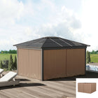 Outsunny - Rideaux de gazebo 10 pi L x 10 pi l avec portes à glissière, crochets/anneaux en C pour patio, rideaux seulement, brun-Fabriqué en tissu polyester résistant et de haute qualité  